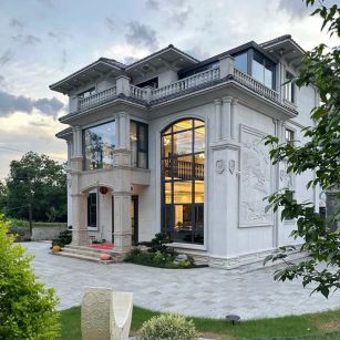 昆明 白麻花岗岩私人别墅干挂石材豪华定制