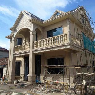 昆明 黄金麻花岗岩石材私人别墅雕花门楼柱阳台栏杆