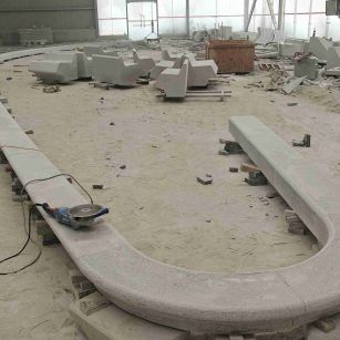 昆明 芝麻白花岗岩弧形花坛石，坐凳石