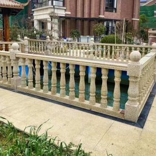 昆明黄金麻花岗岩石材栏杆，扶手，将军柱，花瓶柱