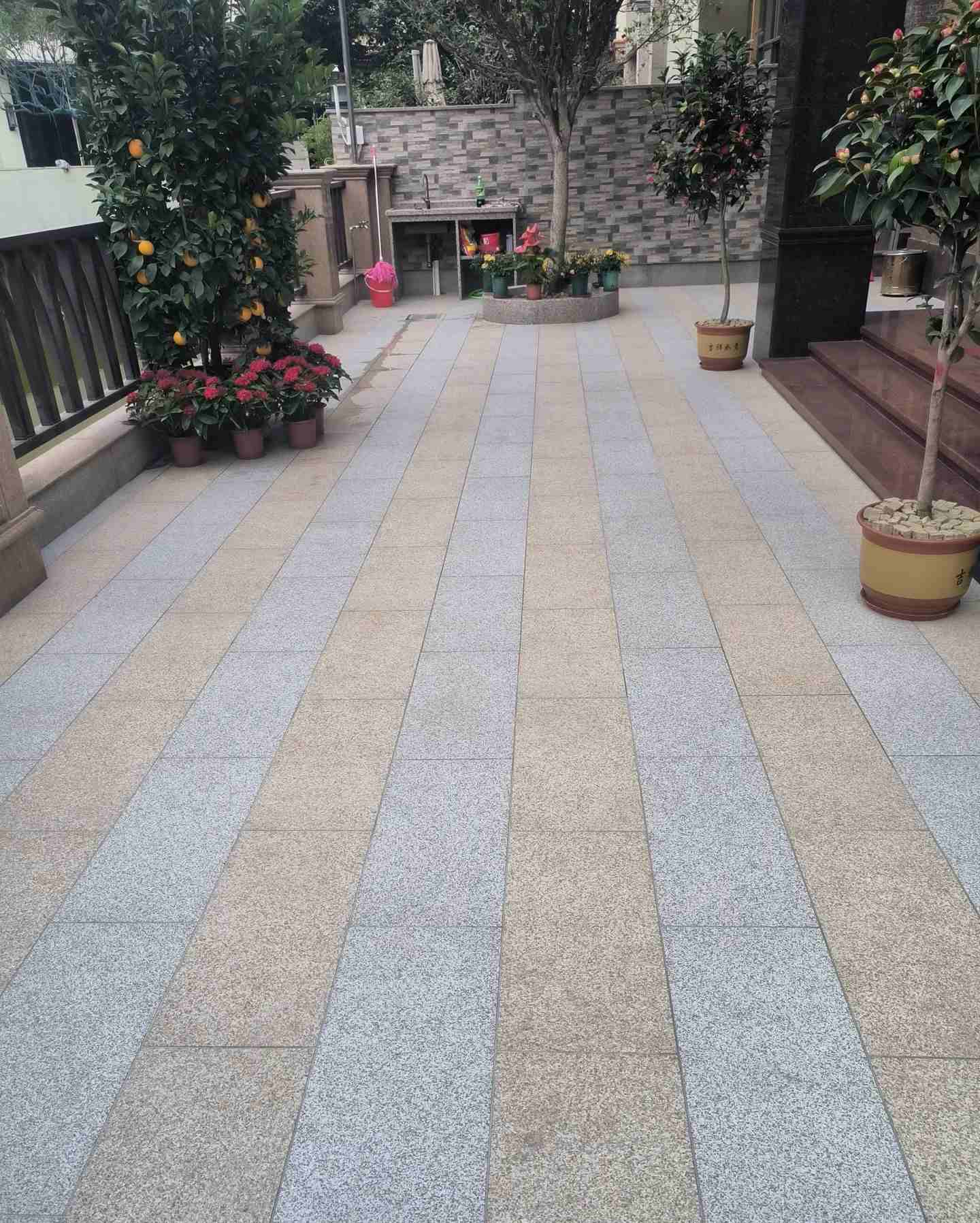 昆明 黄金麻白麻荔枝面庭院铺装展示